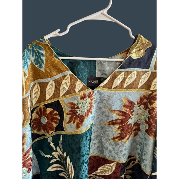 Naqui New York Womens 3XL Floral Patchwork Caftan Top V-Neck Elegant Boho Style - Picture 7 of 7